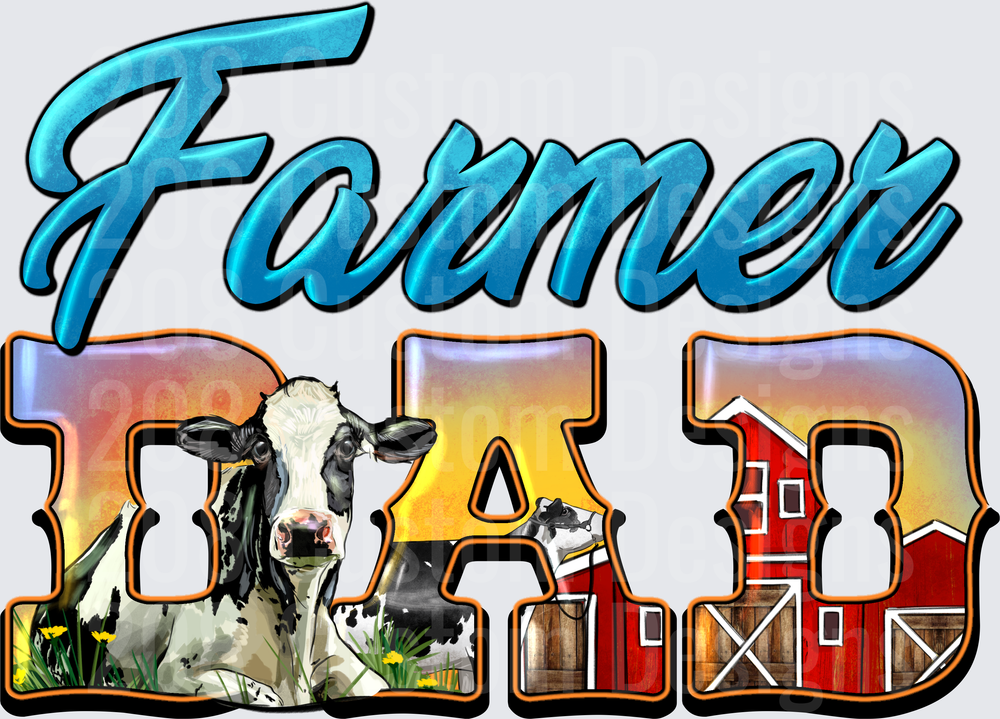 Farmer Dad Holstein Cow Red Barn Country Life Design