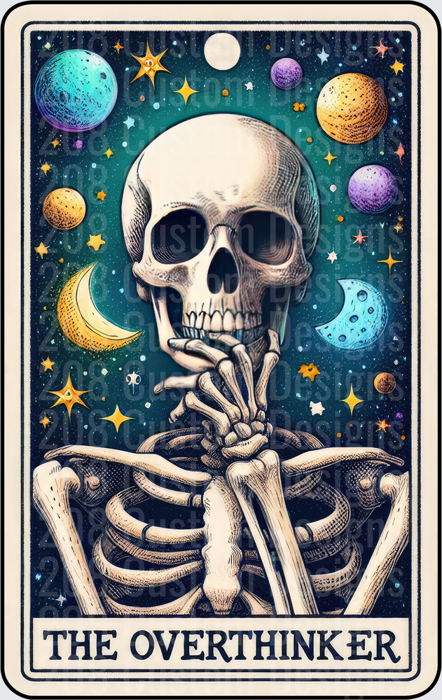 The Overthinker Skeleton Tarot Card Space Galaxy Design