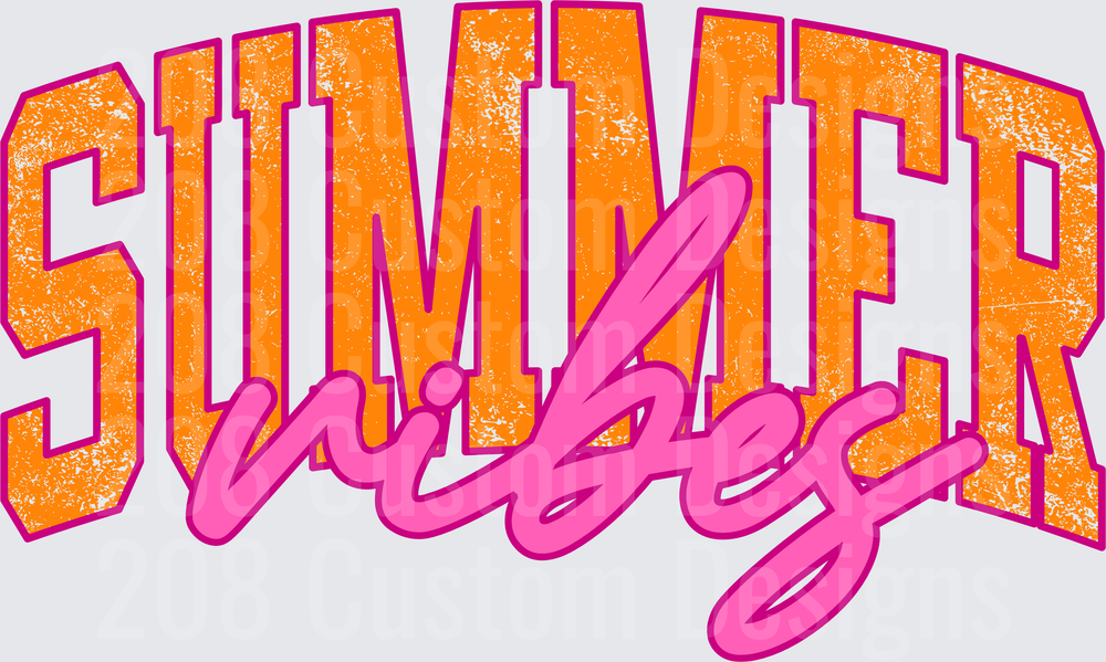 Summer Vibes Retro Orange and Pink Typography Design