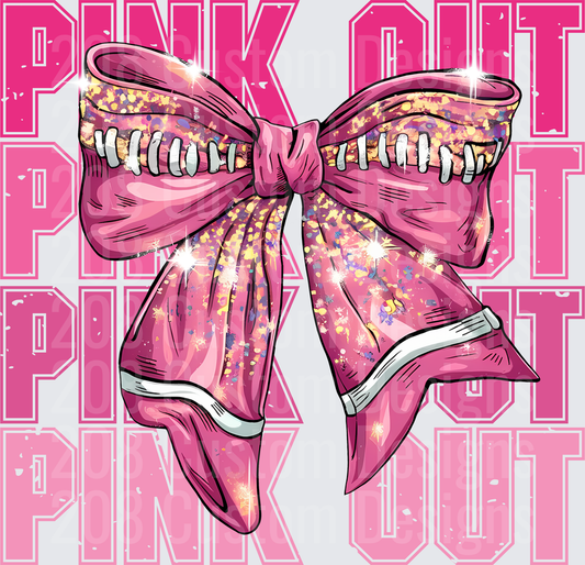 Pink Sparkly Bow with Sharp Teeth Horror Kawaii Design