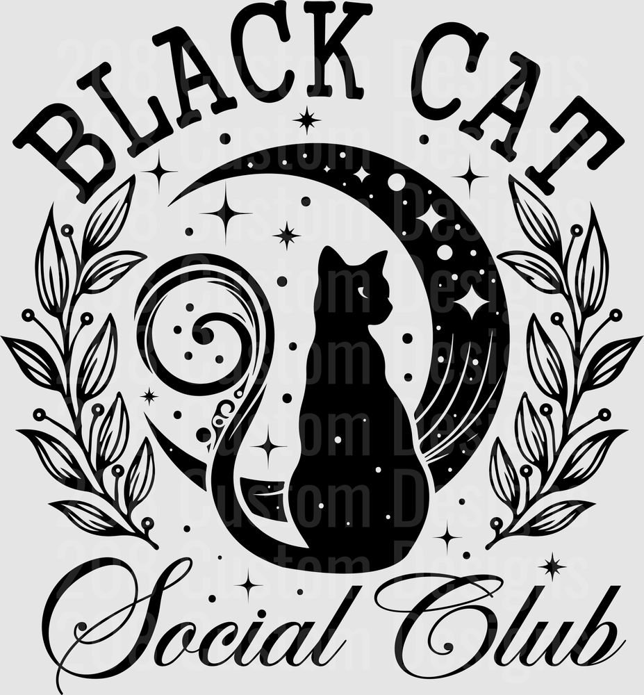 Black Cat Social Club Mystical Moon Celestial Botanical Badge