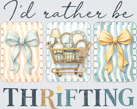 I'd Rather Be Thrifting Shopping Cart and Bows Design