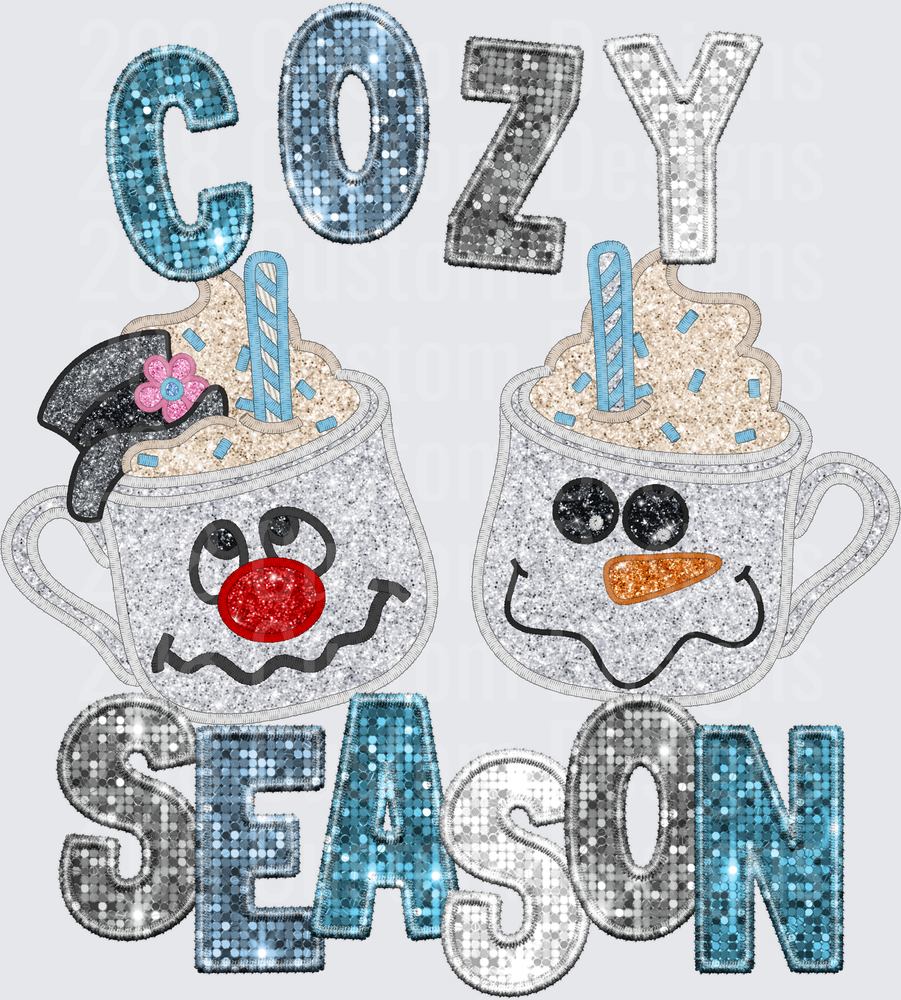 Cozy Season Sequin Hot Chocolate Mugs with Whipped Cream