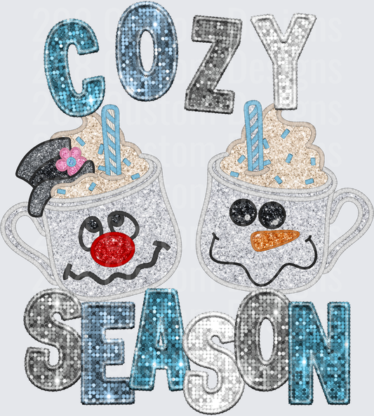 Cozy Season Sequin Hot Chocolate Mugs with Whipped Cream
