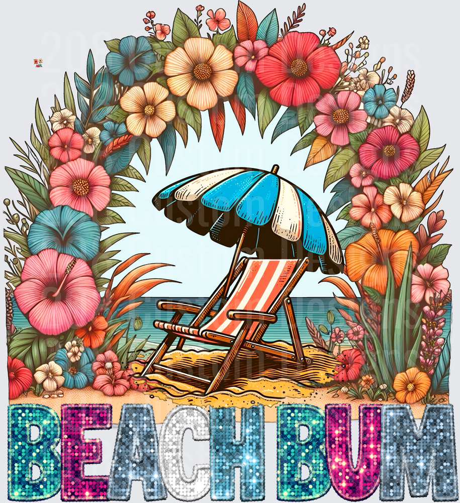 Beach Bum Tropical Paradise Beach Chair Umbrella Hibiscus