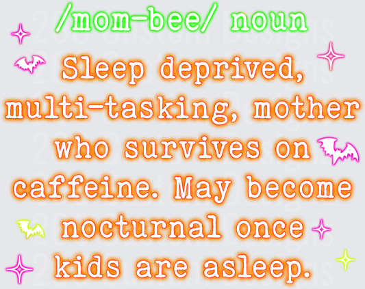 Mombie Noun Funny Mom Definition Neon Bat Spooky Halloween