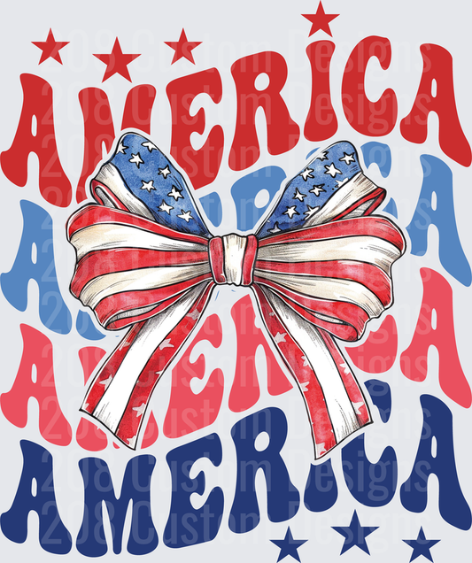 America Patriotic Bow with Stars Red White Blue Design