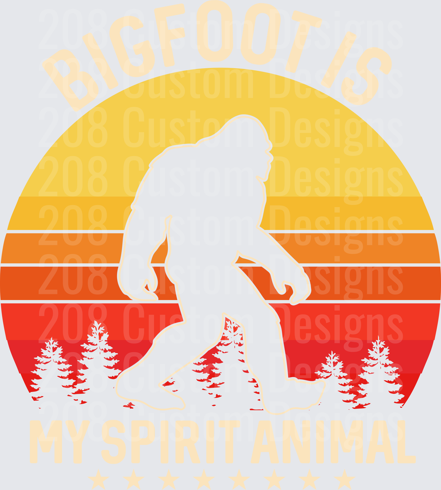 Bigfoot My Spirit Animal Retro Sunset Sasquatch Silhouette