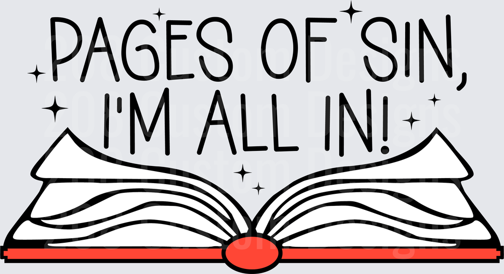 Pages of Sin I'm All In Open Book with Stars Design