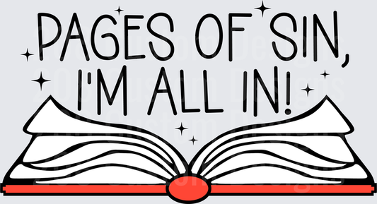 Pages of Sin I'm All In Open Book with Stars Design