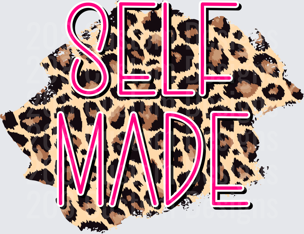 Self Made Leopard Print Motivational Text Design