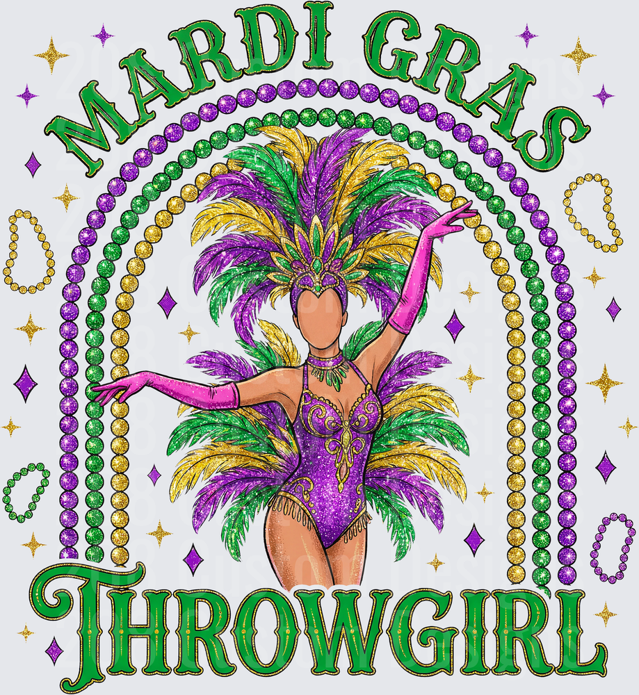 Mardi Gras Throw Girl Brazilian Carnival Dancer with Feathers and Beads