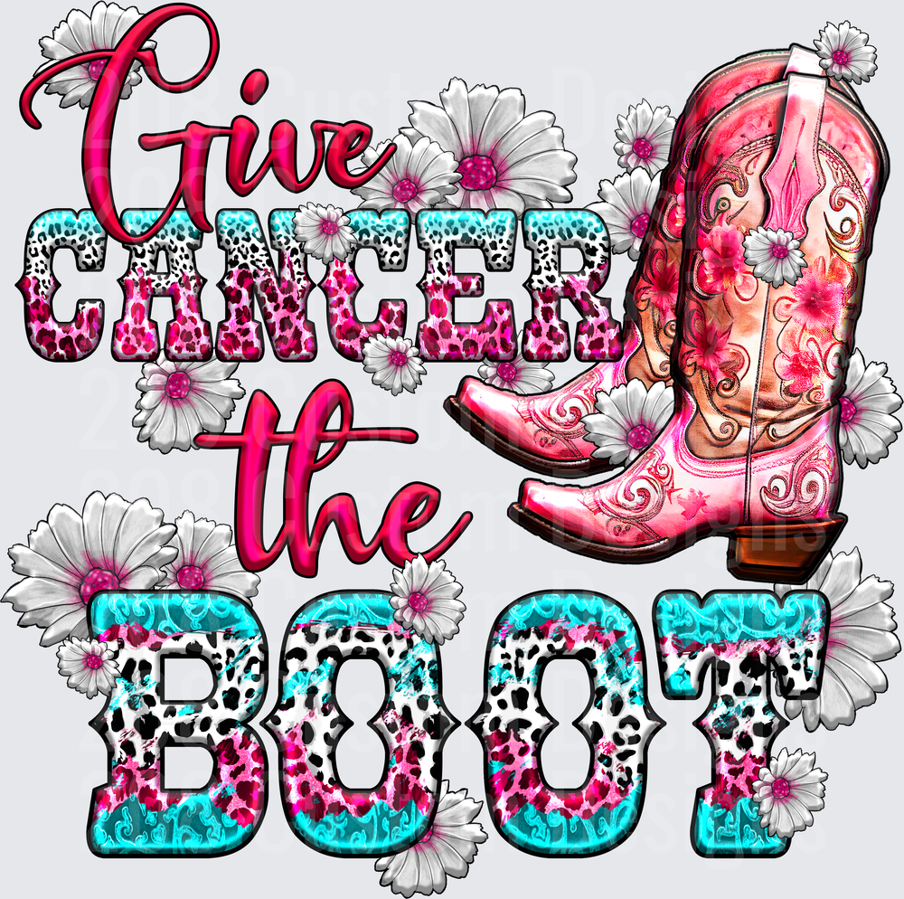 Give Cancer the Boot Pink Cowboy Boots Leopard Print Floral