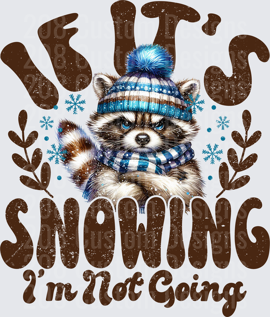 Raccoon Winter Hat Scarf It's Snowing I'm Not Going