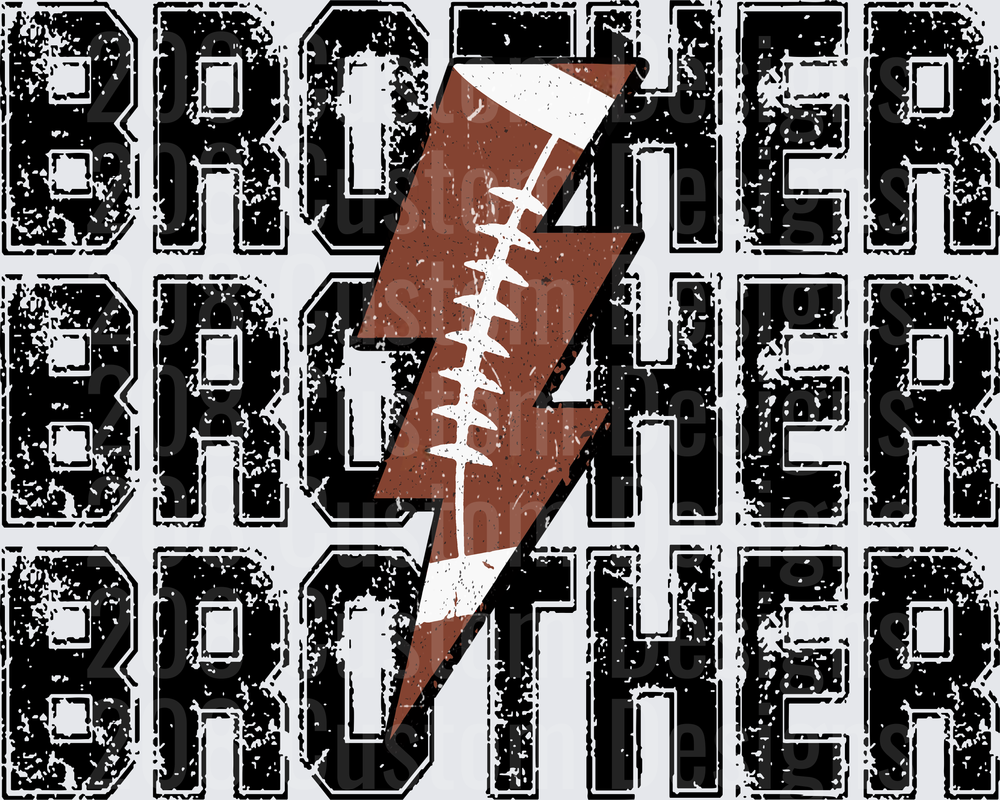 Brother Football Lightning Bolt Distressed Varsity Text