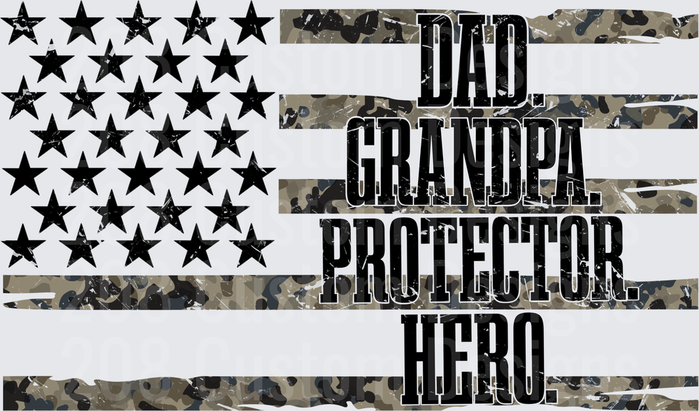 Dad Grandpa Protector Hero American Flag Camouflage Design