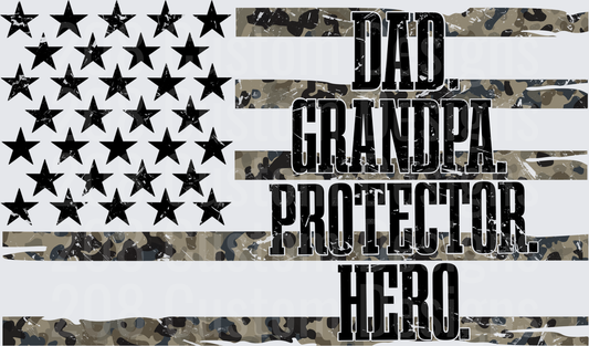 Dad Grandpa Protector Hero American Flag Camouflage Design
