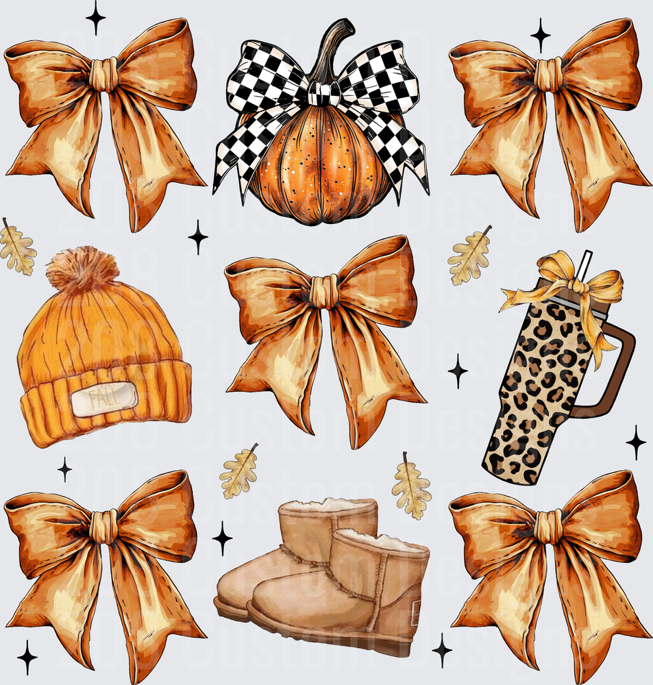 Fall Autumn Elements Pumpkin Bow Beanie Boots Leopard Tumbler