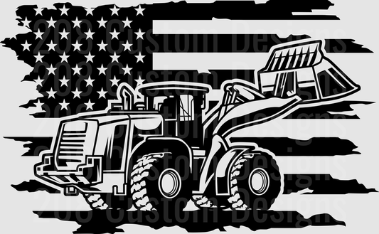 American Flag Construction Heavy Equipment