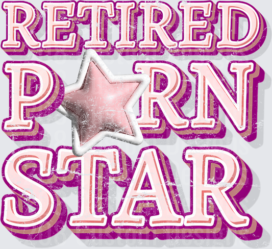 Retired Porn Star Pink Gradient Text with Star Design