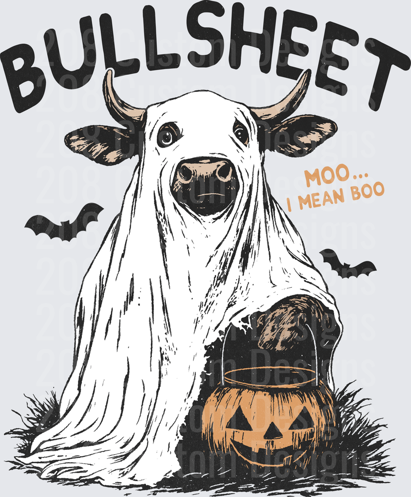 Bullsheet Halloween Ghost Cow Moo I Mean Boo Pumpkin Bats