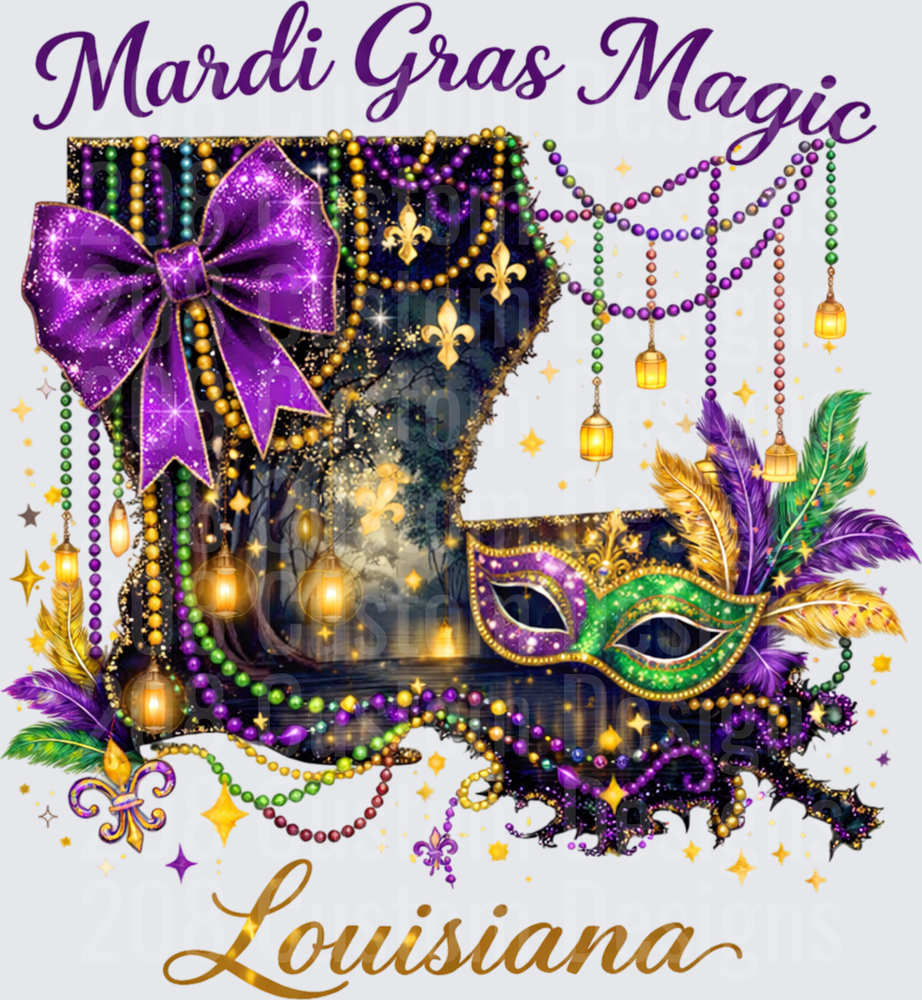 Mardi Gras Magic Louisiana Top Hat Mask Beads Feathers