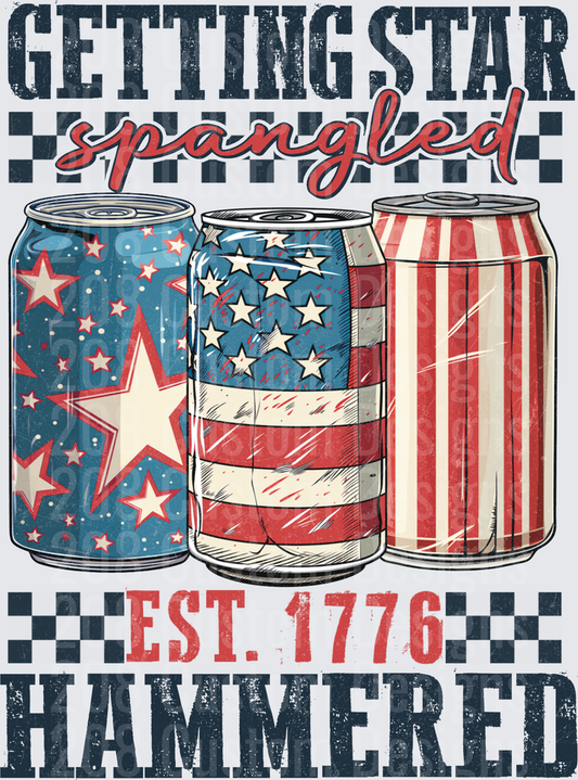 Getting Star Spangled Hammered Est 1776 Patriotic Beer Cans