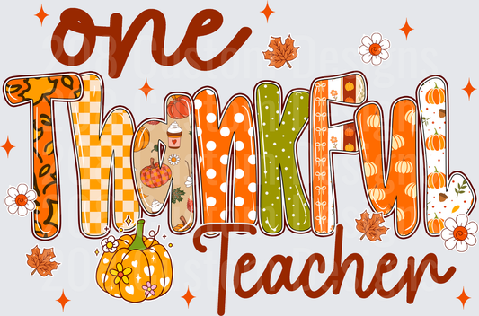 One Thankful Teacher Fall Pumpkin Thanksgiving