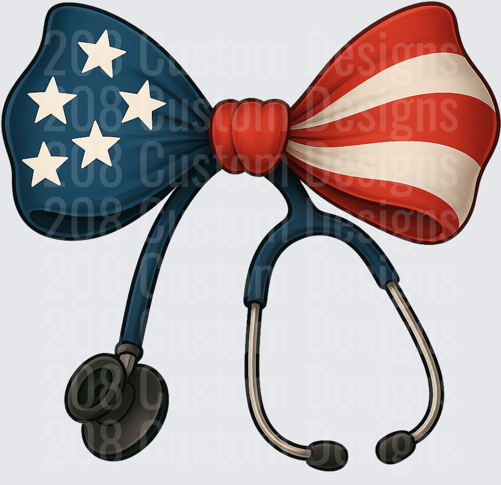 Patriotic American Flag Bow Tie Stethoscope Medical Design