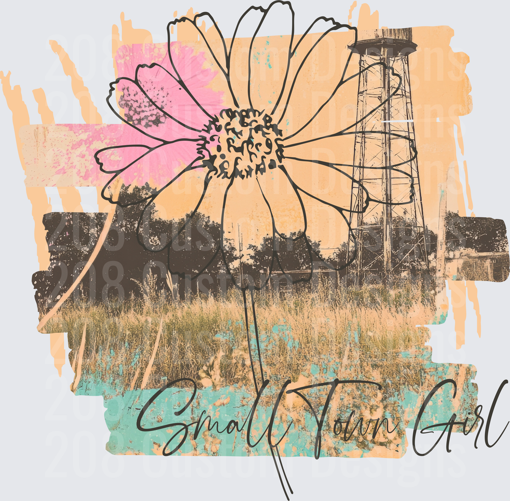 Small Town Girl Daisy Flower Water Tower Rustic Country