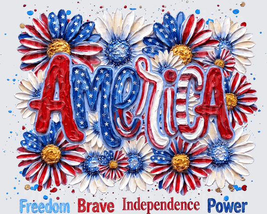 America Patriotic Flowers Freedom Brave Independence Power