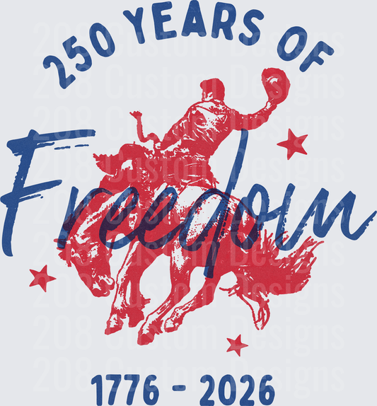 250 Years of Freedom 1776-2026 Patriotic Rodeo Bronc Rider