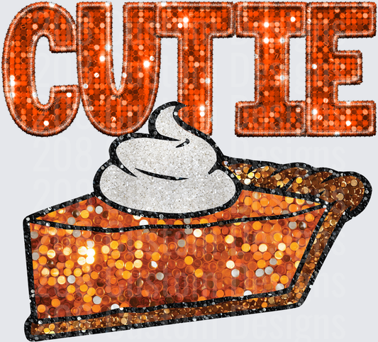 Cutie Pumpkin Pie Slice Sequin Glitter Fall Thanksgiving