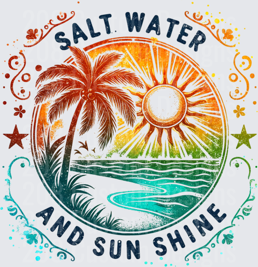 Salt Water and Sun Shine Beach Paradise Circle Design
