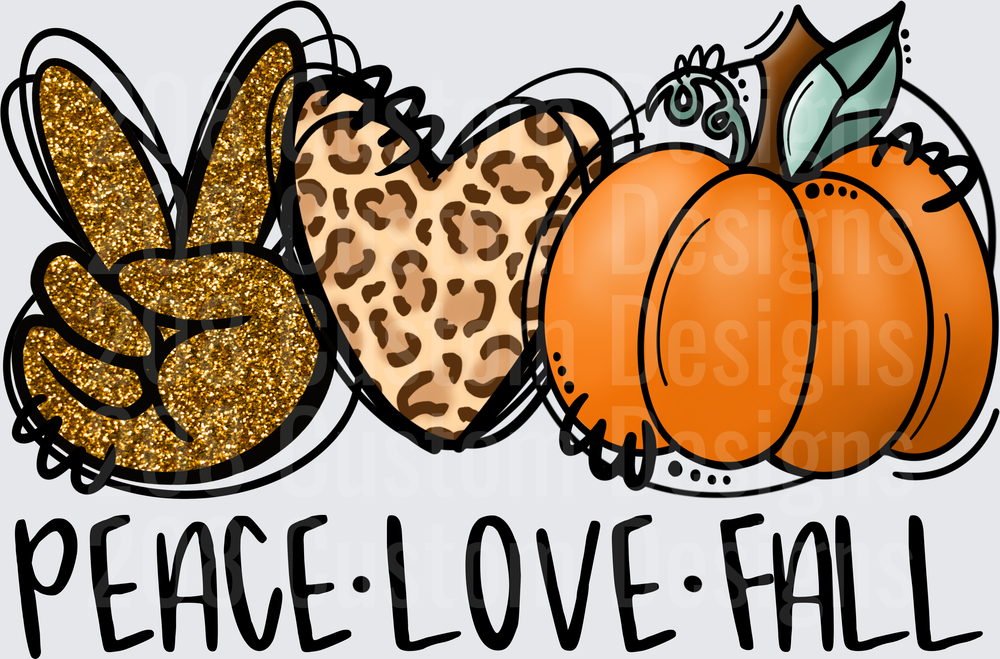 Peace Love Fall Pumpkin Leopard Print Heart Design