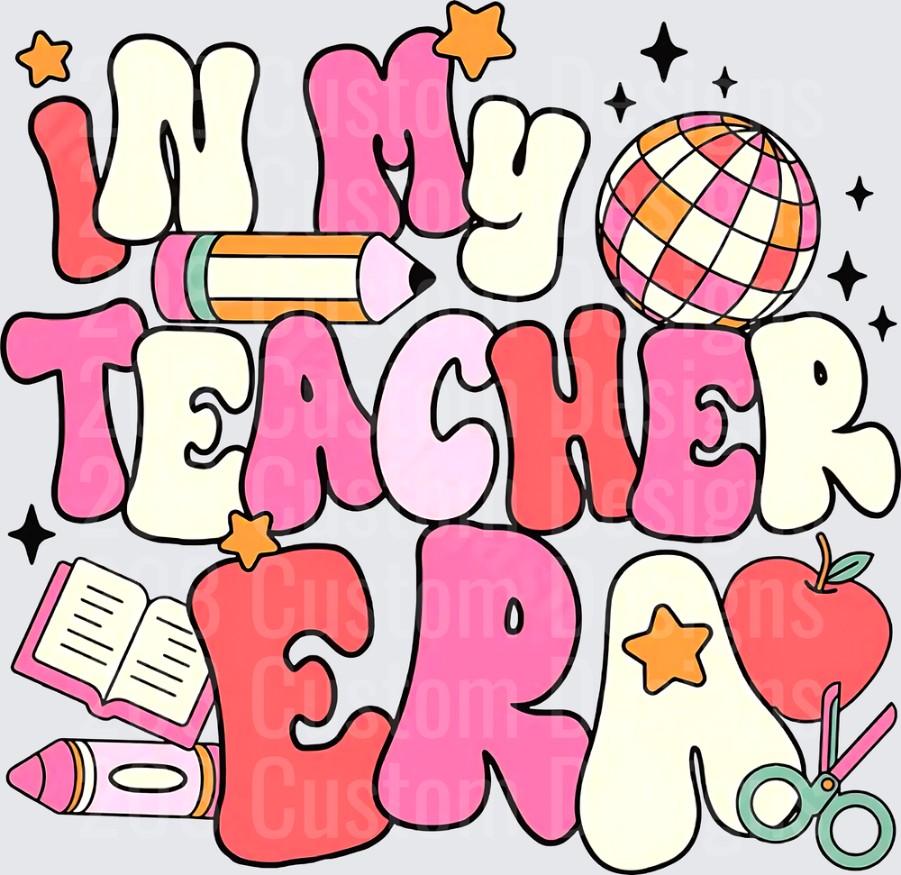 In My Teacher Era Retro Groovy School Supplies Design