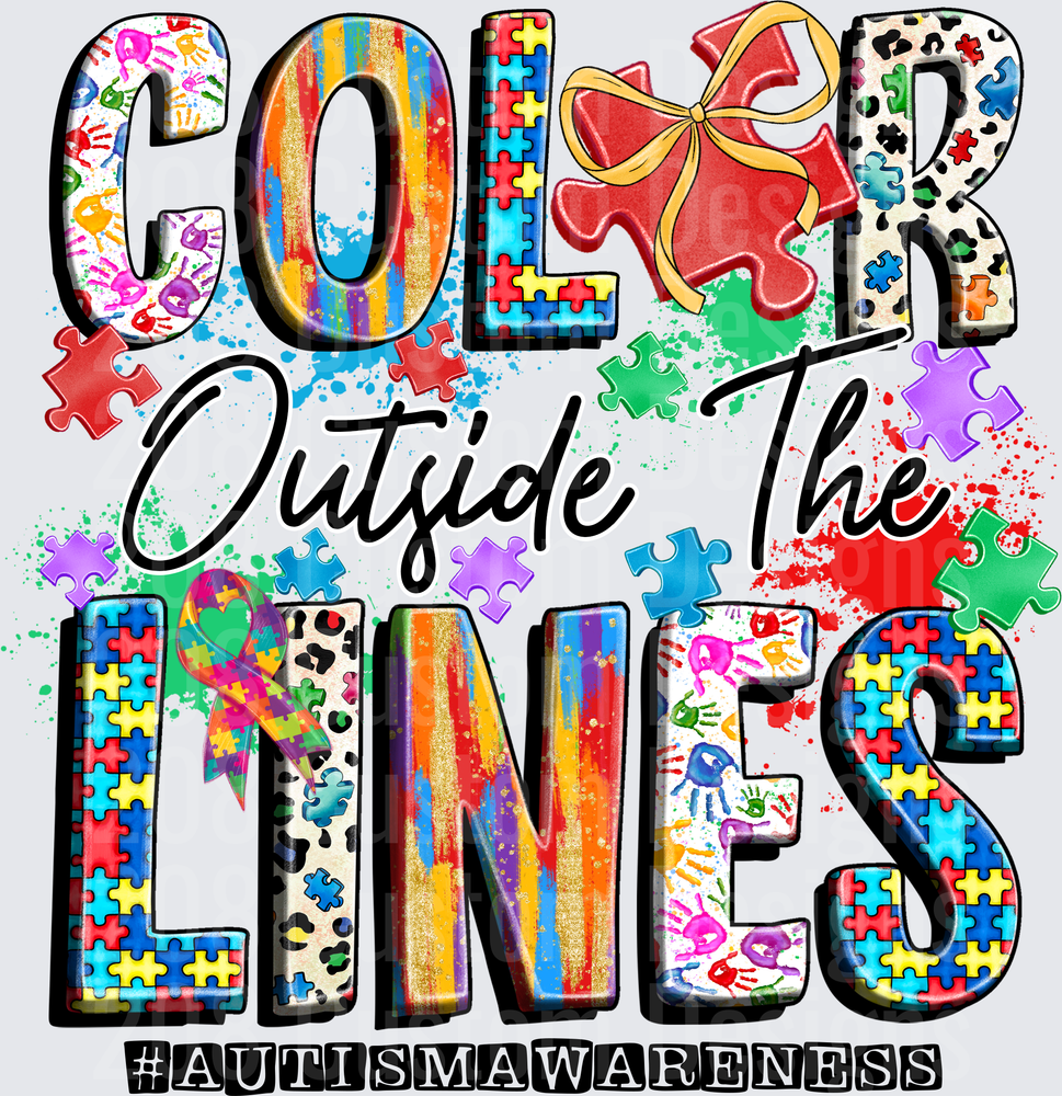 Color Outside The Lines Autism Awareness Puzzle Piece Design