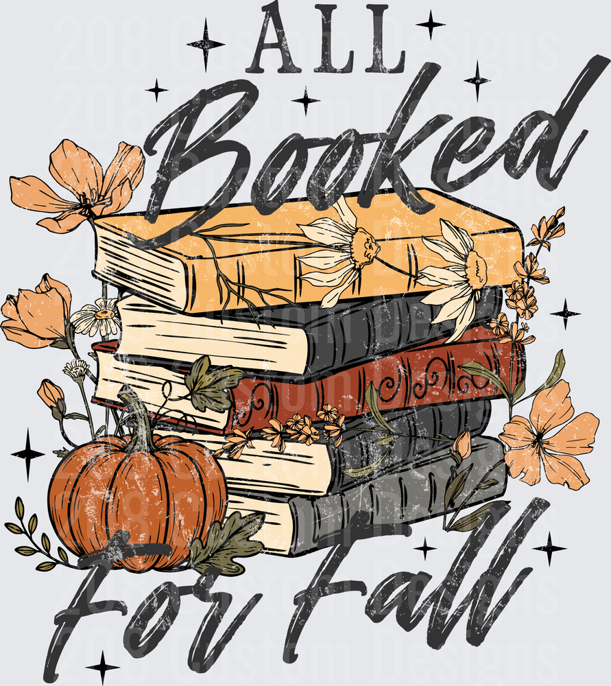 All Booked For Fall Stacked Books Pumpkin Floral