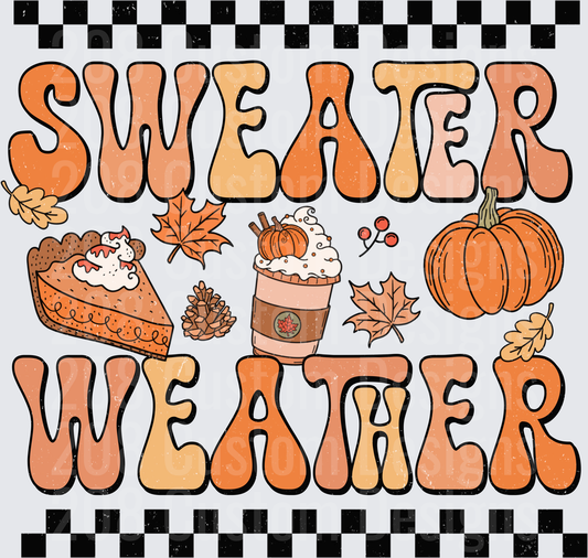 Sweater Weather Fall Autumn Typography with Pumpkin Spice Latte