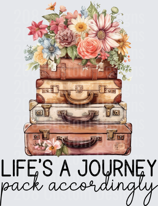 Life's A Journey Pack Accordingly Vintage Suitcase Floral Bouquet