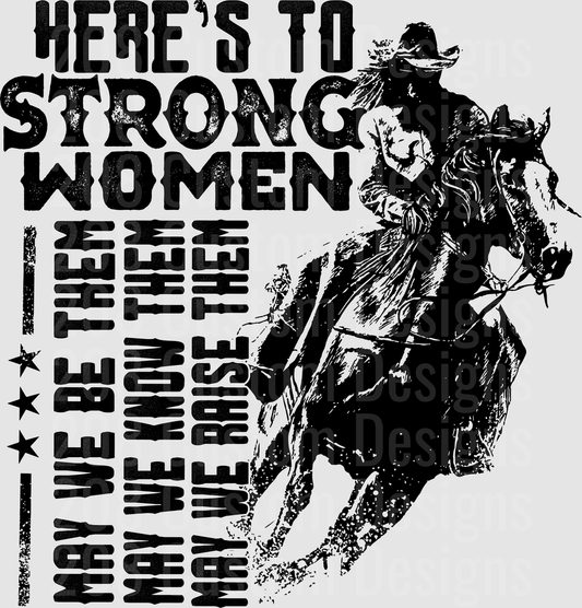 Here's To Strong Women Cowgirl Horse Rider Vintage Western