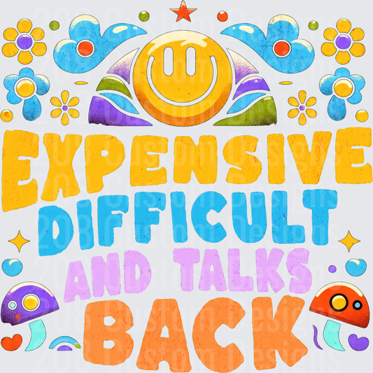 Expensive Difficult And Talks Back Smiley Face Retro Design