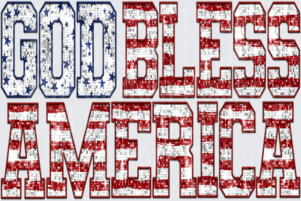 God Bless America Patriotic Flag Typography