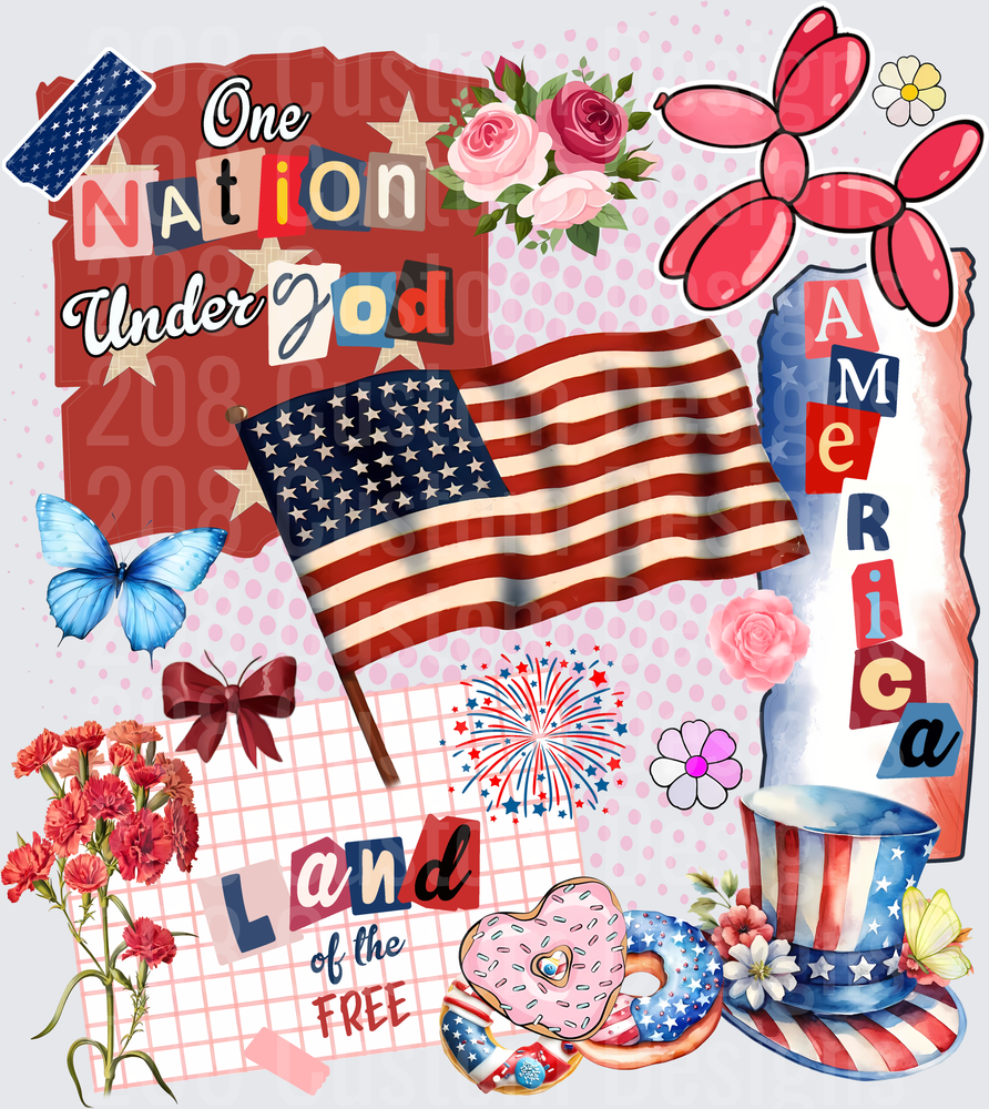 One Nation Under God America Land of the Free Patriotic Collage