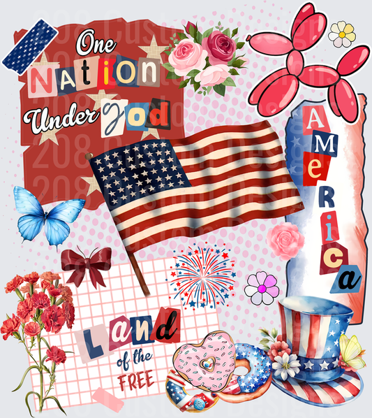One Nation Under God America Land of the Free Patriotic Collage