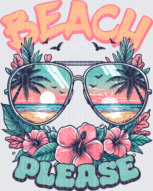 Beach Please Sunglasses Tropical Paradise Hibiscus Flowers