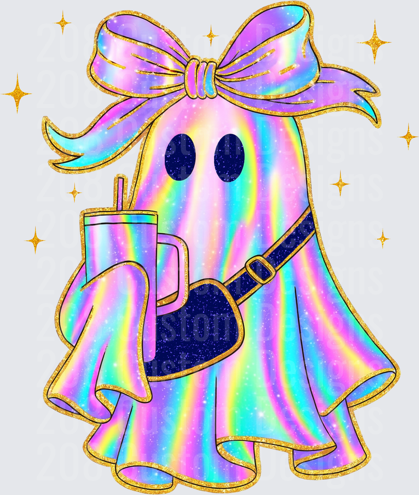 Holographic Glitter Ghost Coquette Bow Tumbler