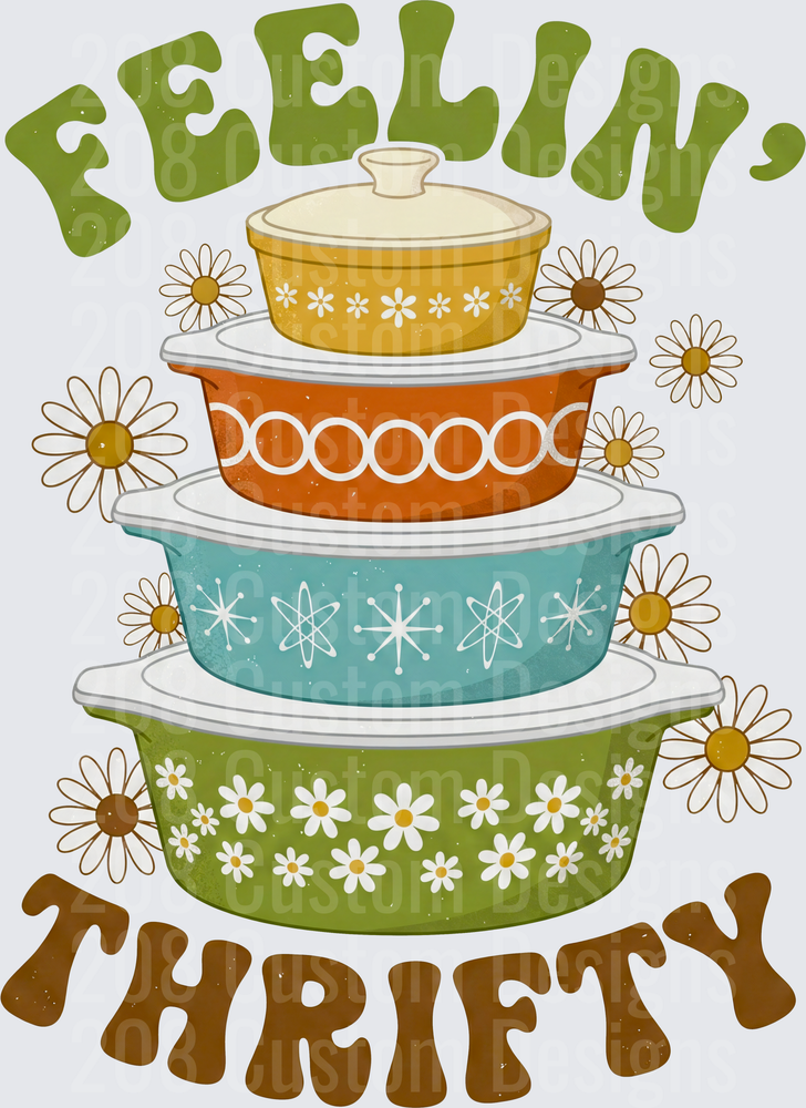 Feelin' Thrifty Vintage Pyrex Casserole Dishes Stack with Daisies