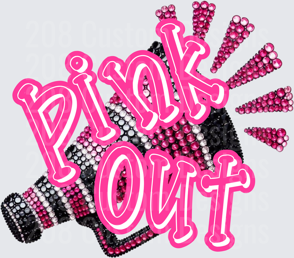 Pink Out Rhinestone Cancer Awareness Ribbon Design