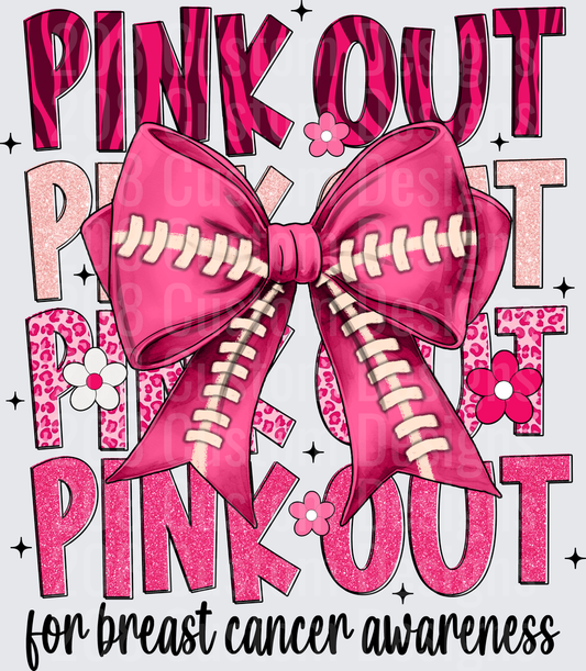 Pink Out Pink Out for Breast Cancer Awareness Football Bow